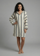 Bold Striped Poncho Beach Cover Up