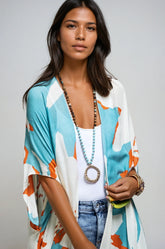 Ocean Bloom Kimono Wrap Resort Aquamarine