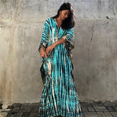 Cotton Ombre Beach Robe ¨C Loose Striped Bikini Cover-Up Dress, Vacation Maxi Kimono