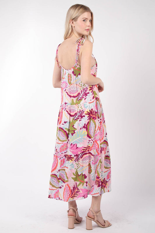 Tropical Printed Cami Midi Vacation Dress