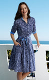 Mrs Maisel Dress Navy White Polka Dot Print Cotton Voile
