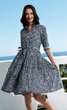 Mrs Maisel Dress Navy White Polka Dot Print Cotton Voile