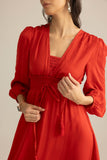 Rumba Rouge Satin Midi Dress in Spiced Red