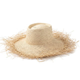 The Catalina Frayed Straw Sun Hat In Beige - Handmade
