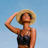 The Celeste Woven Straw Hat In Beige Handmade in Bali
