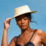 The Celeste Woven Straw Hat In Beige Handmade in Bali