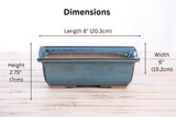 Artisan Handmade Ceramics Rectangle Bonsai Pot 8 Inch