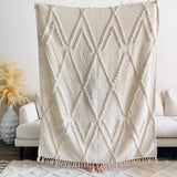 Handmade Maya Beige Throw Blanket