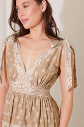 Taupe Woven Maxi Dress 100% Cotton