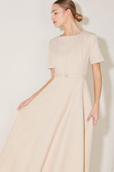 Beige Resort Midi Dress