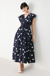 Polks Dot Woven Midi Dress
