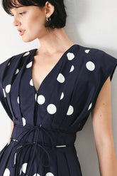 Polks Dot Woven Midi Dress