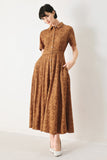 Brown Woven Midi Dress