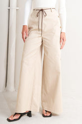 Beige Woven Pants
