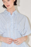 Skyline Blue Striped Woven Resort Top - 100% Cotton