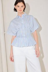 Skyline Blue Striped Woven Resort Top - 100% Cotton