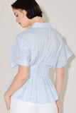 Skyline Blue Striped Woven Resort Top - 100% Cotton
