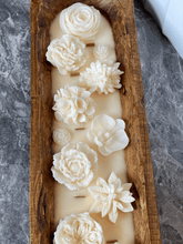 Handmade Four Seasons Floral Wooden Dough Bowl Candle 100% Soy Wax