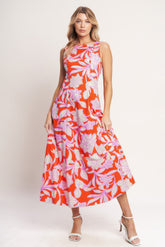 100% Cotton Palm Romance Midi Resort Dress