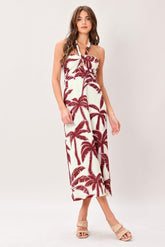 Palm Tree Tropical Vacation Midi Dress
