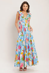 Tropical Pineapple Resort Vacation Maxi Dress