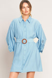 AZURE Woven Mini Dress Full Sleeves