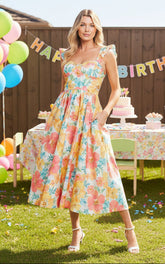 100% Cotton Soft Sunshine Woven Midi Summer Dress