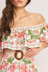 Ruffle Off Shoulder Maxi Dress - 100% Cotton