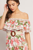 Ruffle Off Shoulder Maxi Dress - 100% Cotton