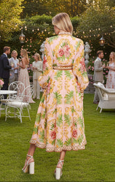 Golden Garden Party Midi Dress