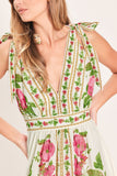 ROSE VINE ROMANCE WOVEN MAXI DRESS