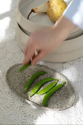 Handmade Stoneware Oval Large Serving Platter "Oats"