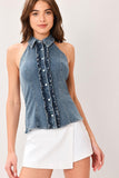 Indigo Collared Denim Top