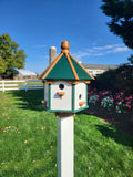Artisan Extra Large Amish-Made Poly Birdhouse with 6 Nesting Compartments – Weatherproof Outdoor Birdhouse