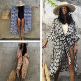 Cotton Leaf Print Beach Cover-Up