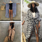 Cotton Leaf Print Beach Cover-Up