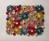 Handmade Fleur Raffia placemat, Multicolor Flowers woven tabletop
