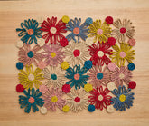 Handmade Fleur Raffia placemat, Multicolor Flowers woven tabletop
