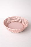 Ceramic Round Hand-Woven Basket – White, Beige & Pink Glazed Porcelain