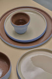 Handmade Blue Porcelain Dinner Plates. Forget-me-not/Chocolate
