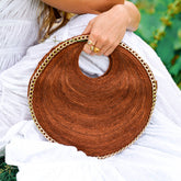 Handcrafted The Solo Espresso Mini Jute Bag With Gold Chain