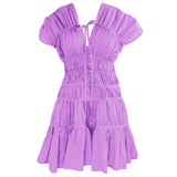 Artisan-made in Bali- The Srikandi Mini Ruffle Dress In Light Purple