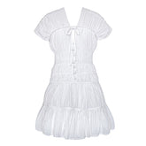 The Srikandi Boho Mini Ruffle Dress In White - Handmade in Bali