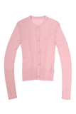RIBBED KNIT CARDIGAN IN POWDER PINK
