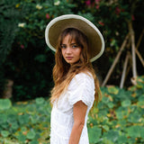 The Loretta Linen Jute Hat In Off White - Artisan-made in Bali