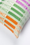 Handmade Artisan Vintage Ikat Mint Green, Orange & Magenta Stripe Pillow
