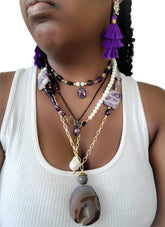 Amethyst and Black Spinel Necklace - Artisan Crafted