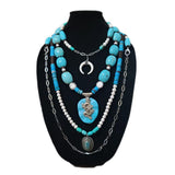 Artisan Antique Turquoise and Pearl Layered Necklace