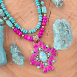 Barcelona Pink Agate Cross Golden Pendant Necklace - Handcrafted