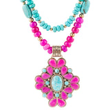 Barcelona Pink Agate Cross Golden Pendant Necklace - Handcrafted